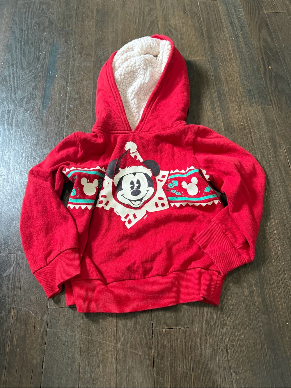 Red Mickey Mouse Hooded Kids Sweatshirt